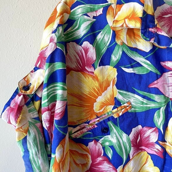Diane von Furstenberg Vintage 80s Floral Button Down Short Sleeve M - Picture 3 of 8